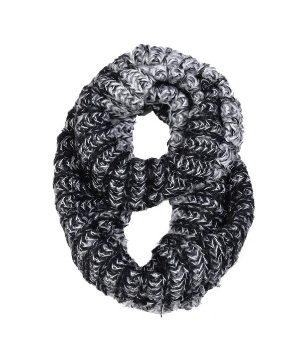 HUE21 Women's Comfy Two Tone Basic Knit Infinity Scarf - Black - CA11QN011D3