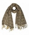 Peach Couture Animal Leopard Print Sheer Scarves Summer Shawls Wraps Fringes - Tan - CY188HEA3RU