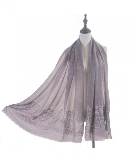 Aquazolax Women Solid Color Floral Embroidered Scarf - Lilac - CL1872NYRDH