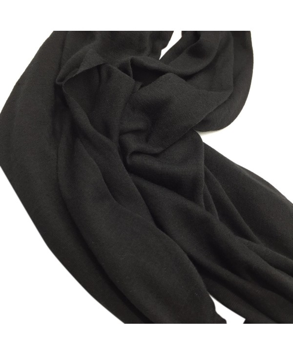Premium Soft Solid Color Sheer Infinity Fringe Scarf (Black/Pendant ...