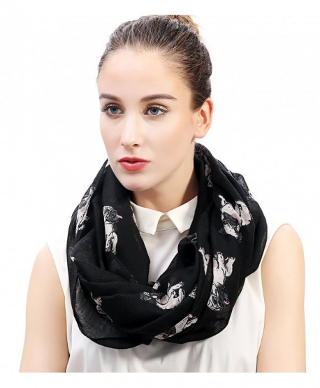 Lina & Lily Pug Dog Print Women's Infinity Scarf - Black - CV12NYQTWSL