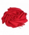 Dosoni Women Soft Pashmina Scarf Solid Color Long Shawl Wrap with Fringe - Red - CW12N22VUUW