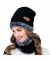 2-Pieces Winter Knit Hat and Circle Scarf with Fleece Lining- Warm Beanie Cap for Women - Black - CG186XYSLIO