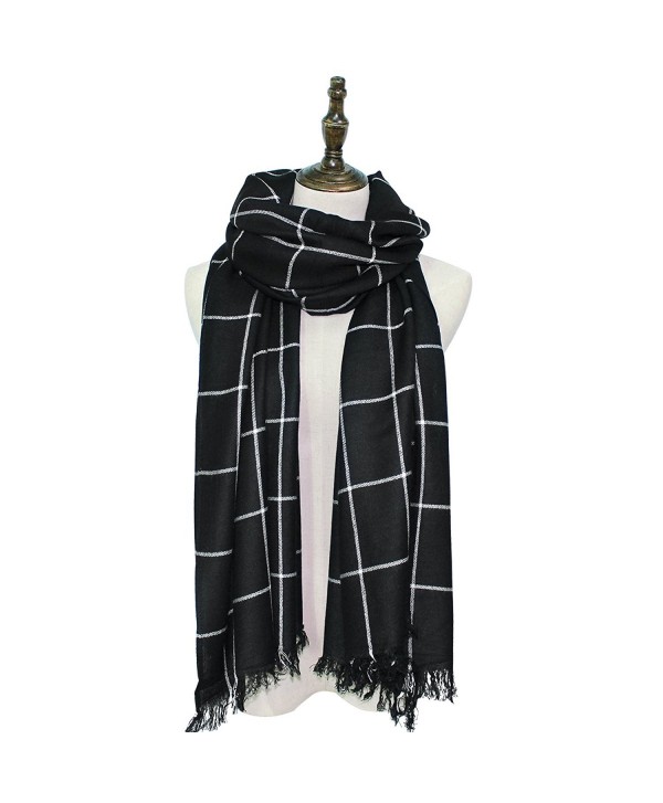 Hippih Womens Warm Soft Scarf Fashion Lattice Wrap Winter Large Blanket Shawl(Black) - CI186DI6KTH