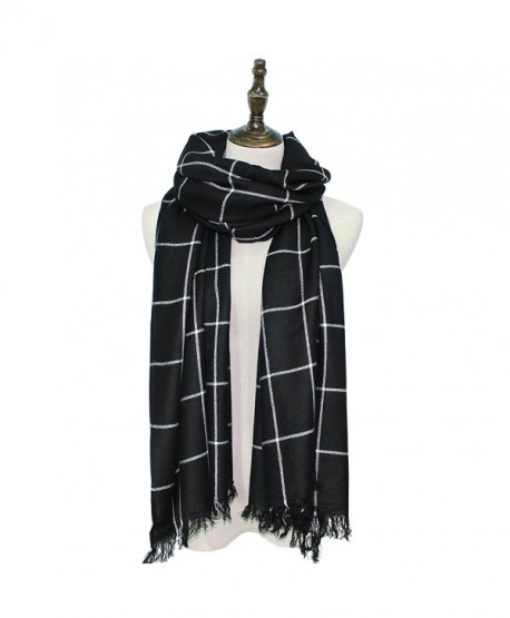 Hippih Womens Warm Soft Scarf Fashion Lattice Wrap Winter Large Blanket Shawl(Black) - CI186DI6KTH