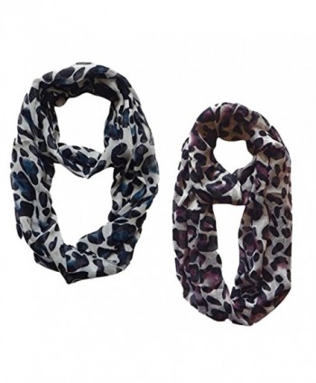 Women's Retro Fashion Two Tone Animal Print Infinity Loop Scarf - White & Purple - C211P9ALB4V