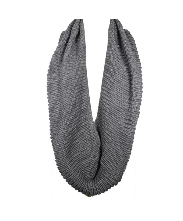 Wrapables Thick Knitted Winter Warm Infinity Scarf - Dark Grey - CE11CS86729
