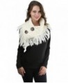 ToBeInStyle Women's Heather Fringe Shoulder Warmer with Coconut Buttons - Ivory - CG12NSGYXD5