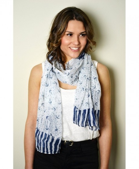 Nautical Navy Blue Anchors Scarf Wrap Shawl - CP11YJR4RP1