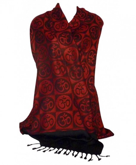 Om Symbol Circles Prayer Meditation Yoga Shawl Wrap - Red - C011E4WVYF7