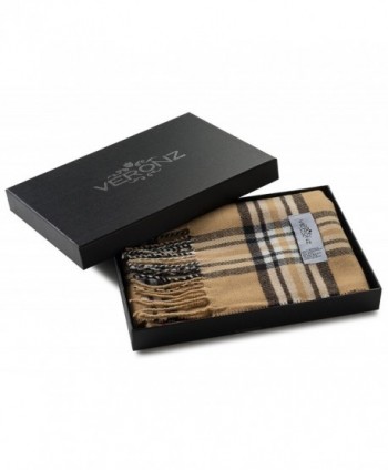 Veronz Super Soft Luxurious Classic Cashmere Feel Winter Scarf With Gift Box - Camel Plaid - CU1289TQA5D