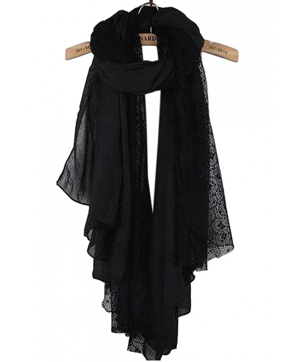 NOVAWO New Women Lady Ultra Long Gorgeous style Soft scarves shawl - Black/Lace - CK11NHKPOSF