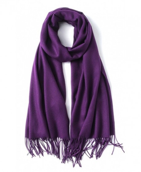 EBMORE Super Soft Solid Color Cashmere Feel Shawls Wraps Winter Light Scarf - Cashmere Purple - CI187ZL28H0