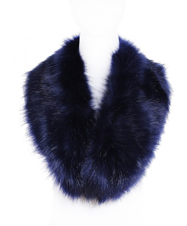 Soul Young Faux Fur Collar Women's Neck Warmer Scarf Wrap - Navy - C812LH338RH