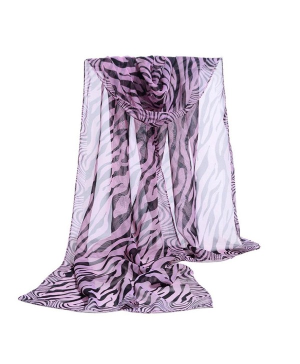 Deamyth Women Chiffon Scarf Zebra Stripe Prints Wrap Shawl Headscarf - Purple - CX12O002J8C