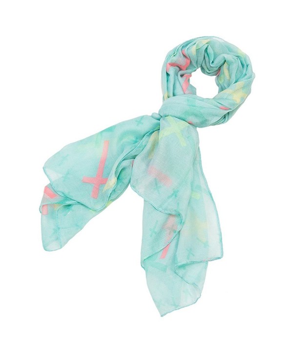 Cross Design Pastel Scarf - Blue - CU11MOG2MKL