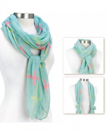 Cross Design Pastel Blue Scarf