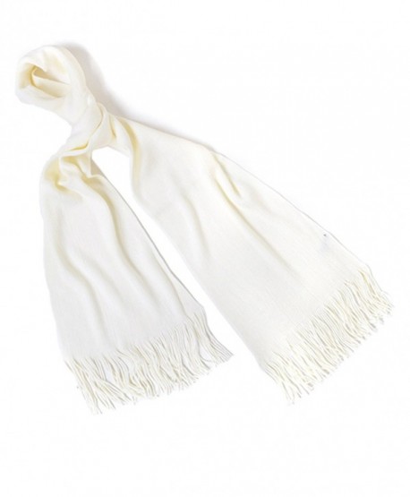 Solid Color Acrylic Unisex Scarf with Tassels - Cream - CT11QIR86HZ