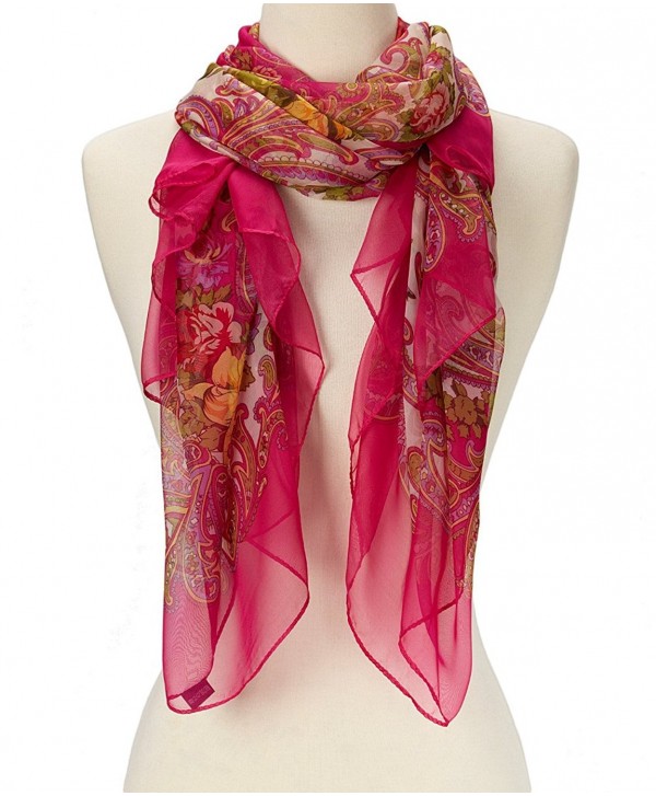 Women's Super soft Lightweight Abstract Sheer Silk Scarf - Hot Pink Floral - CM11LHF08W9