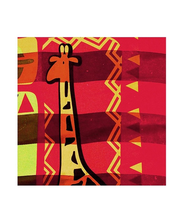 African Geometric with Giraffe Silk-Feel Lightweight Square Scarf (Red- 40" x 40") - CU180EGIS3H