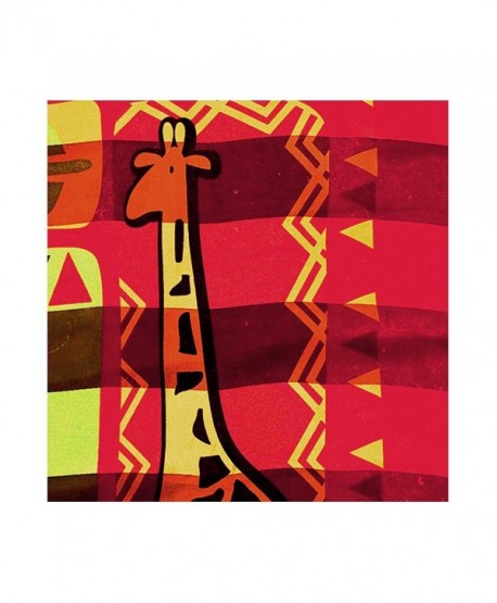 African Geometric with Giraffe Silk-Feel Lightweight Square Scarf (Red- 40" x 40") - CU180EGIS3H