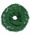 Open Knit Infinity Scarf With Fringe - Green - C911QMSD7Y7