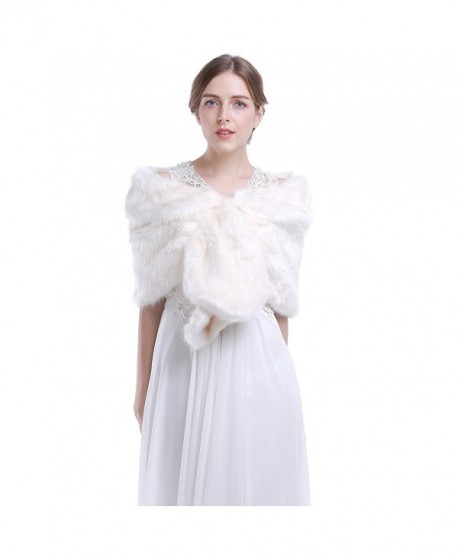 HailieBridal Ivory Sleeveless Faux Fur Bride Bridesmaid Wrap - CH11U5JL99J