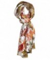 Ted and Jack - Fall Foliage Pattern Silk Feel Scarf - White Allover Leaves - CZ180S4SOZD