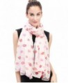 Lina & Lily Sexy Red Lips Print Women's Scarf Shawl Lightweight - White+red - CC11VK5ZRY5