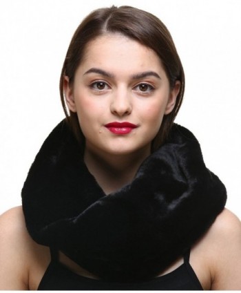 Vogueearth Women 2 Material Choose Winter Neck Warmer Fur Scarf - Faux Black - C418522EUSK