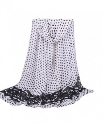 Rukiwa Dot Scarf- Fashion Women Long Soft Wrap Scarf Ladies Shawl Chiffon Scarves - White - C212MAX9NEY