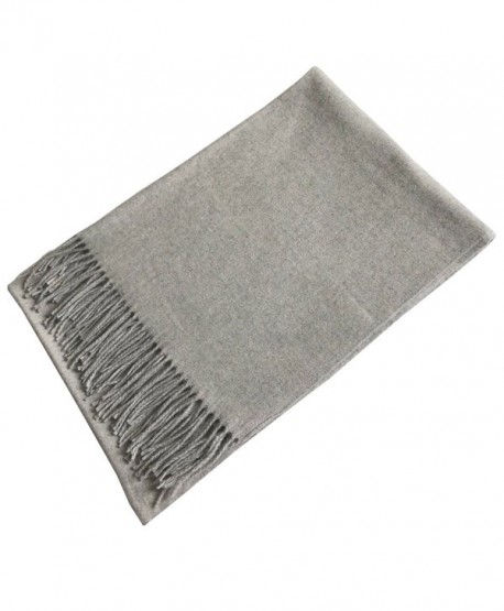 ANQILA Stylish Warm Soft Wool Blend Winter Tassels Shawl Wrap Large Blanket Scarf - Light Gray - CW1868HXWN6