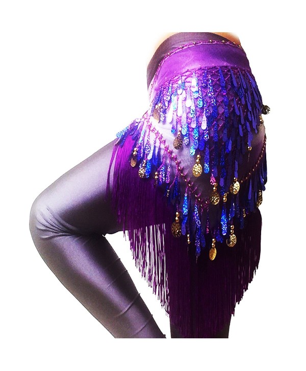 LAFIZZLE 8 Color Belly Dancing Belt Colorful Waist Chain Belly Dance Hip Scarf Belt - Purple - C917AAGOKLD