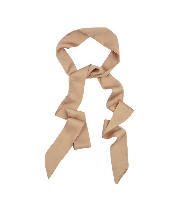 IvyFlair Long Skinny Tie Neck Scarf Choker - Different Colors - Camel - CL12O7MLRPW