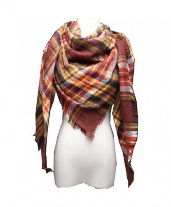 Roundeel Plaid Blanket Scarf Warm Cozy Tartan Wrap Shawl Winter Scarves for Women - B - CV187CSO69T