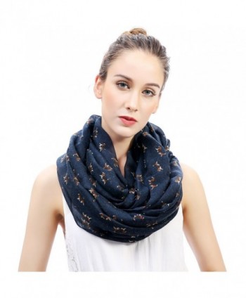 Lina & Lily Beagle Dog Print Infinity Loop Scarf for Women Lightweight - Navy Blue - C811VJA60N7