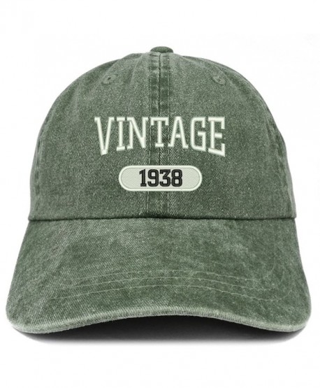 Trendy Apparel Shop Vintage 1938 Embroidered 80th Birthday Soft Crown Washed Cotton Cap - Dark Green - CD180WUCW2X