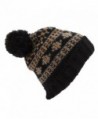 Mens Brushed Fairisle Pattern Winter Bobble Hat - Dark Grey/Navy - CR12OBMEKVE