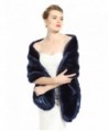 BEAUTELICATE Women's Faux Fur Shawl Stoles Wrap for Bridal/Wedding/Party-S62(12 Colors) - Navy Blue - CQ12NRW6UJO