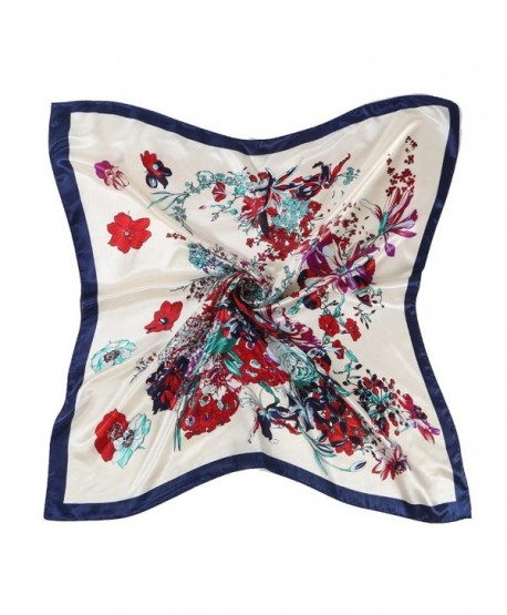 Oksale Women Floral Printed Square Scarf Kerchief Scarve Head Wrap Shawl - Blue - CW12O7EGJGS