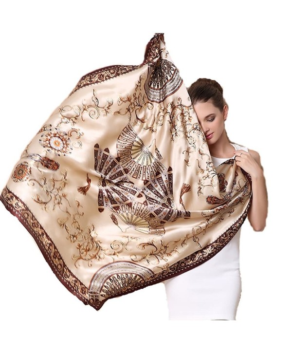 SILKENWAVE: Ladies Luxury Large Square Silk Scarf (100%) Fashion Pashmina Hijab Hair Headband - 14 - C4184K47EML