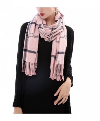 Aolige Super Soft Cashmere Blanket Winter Scarf Classic Lattice Warm Shawl for Women - Pink - CV186C6QU66