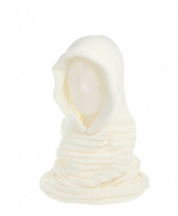 Angela & William Unisex Handmade Warm Hooded Scarf and Poncho Pullover - Off White - CA129K4NHD5