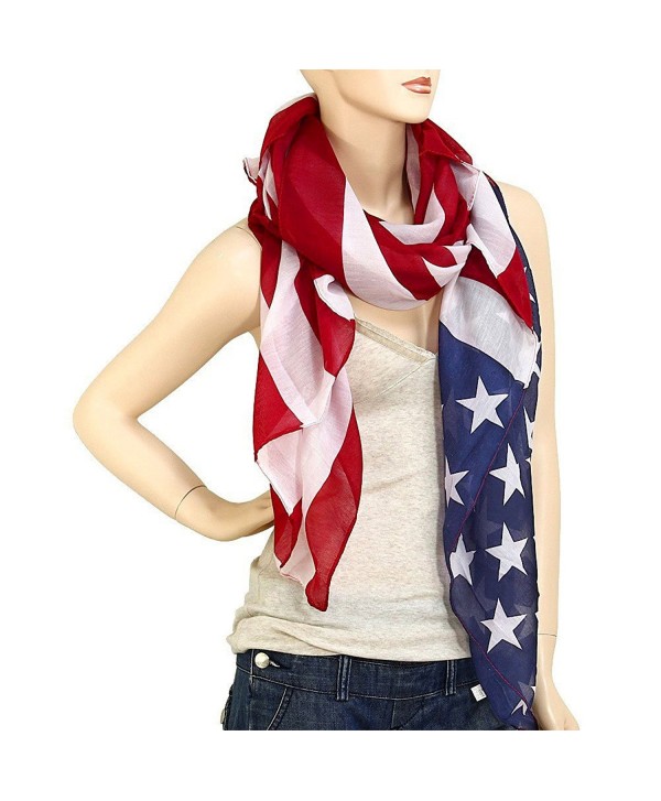 Falari Large USA American Flag Scarf Beach Wrap Soft Lightweight 72" X 36" - CZ11NF1BWW3