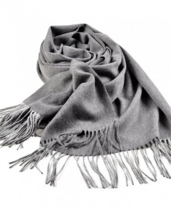 Sherry007 Women's Extra Large 78"x27" Cashmere Wool Blend Tassels Winter Blanket Scarf Shawl Wrap - Grey - CJ12KHFQ5SP