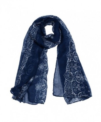 Lookatool Women Lady Classical Print Scarf Scarves Sun Protection Gauze Kerchief - Navy - C2127N0GZ3R