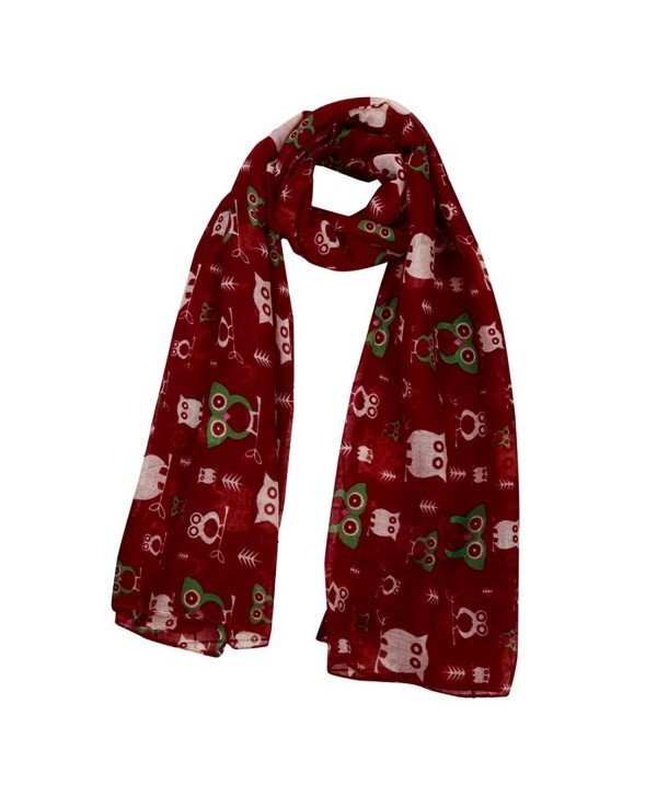 Kanzd Women Fashion Christmas Printed Santa Clus Owl Silk Square Scarf Shawl Soft Scarves Xmas Gift - J - CX188903K3E