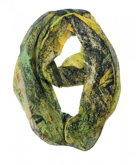 Floral Print Lightweight Spring Infinity Loop Scarf - Abstract Yellow - CA12B2FCVAJ