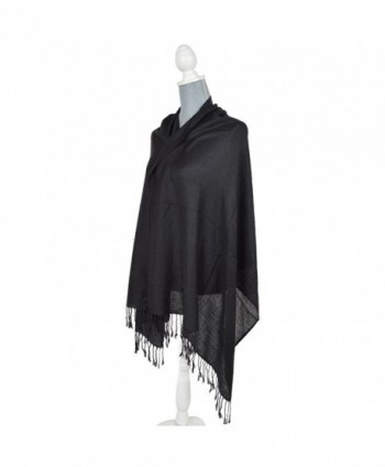 Premium Soft Paisley Pashmina & Silk Shawl / Wrap / Stole / Scarf - Diff Colors - Black - CL124TOV9KT