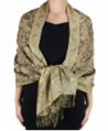 Dseason Women's Elegant Reversible Floral Paisley Pashmina Shawl Wrap Scarf Black and White - Tan - CW12O2G9XPY